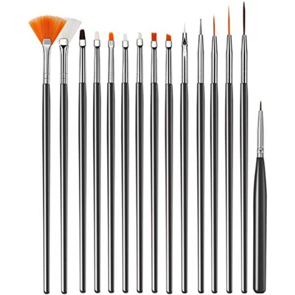 15-delad nagelkonstborste set, nageldekorationsborste set akrylfoder
