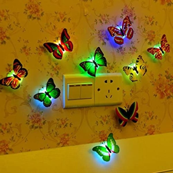 (18 kpl) Perhosvalot, värikäs 3D-perhosseinätarra