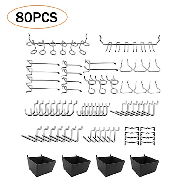 80 st Pegboard-krokar Assortment Hem Butik Förvaringskrokar Peg