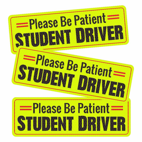 3 Pack Student Driver Magnet til bil, vær tålmodig Student D