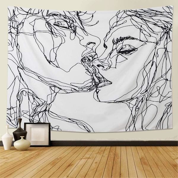 Mies ja nainen sydän sydämelle abstrakti luonnos seinävaate (200cmX150cm)