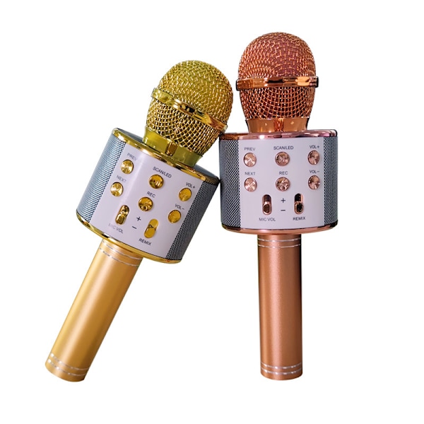 2 kappaletta ruusukullanväristä lasten mikrofonia, karaoke-mikrofoni syntymäpäiville