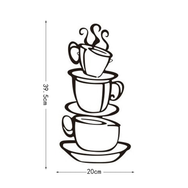 2-pakning kaffekopp dobbeltsidig visuell flyttbar veggvinylklistremerke