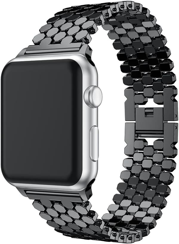 Sort - Rem til Apple Watch 38mm, Rustfrit stål iWatch Rem