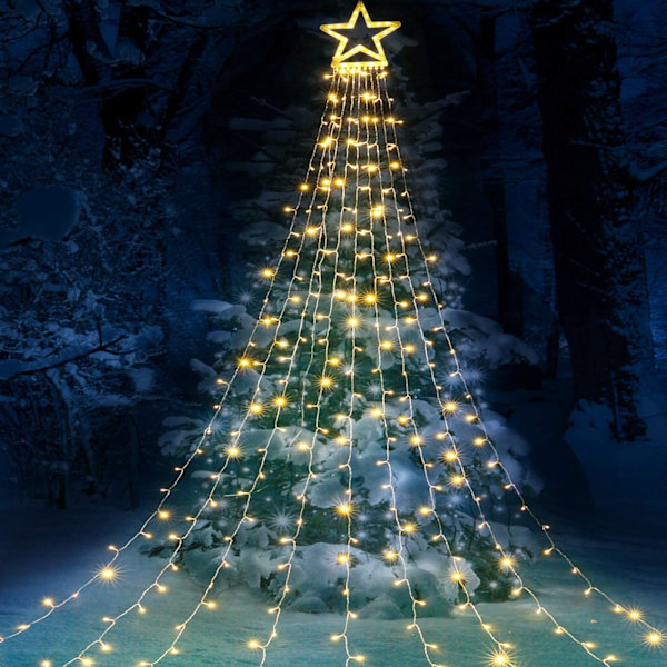 317 LED Julelys Girlande, Diameter 32cm Stjerne Lys Gardin