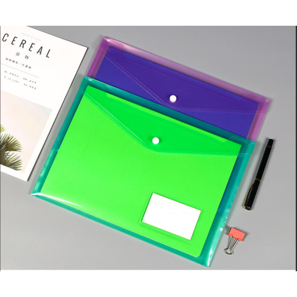 20 pakke A4 plastikmappe（grøn） - Dokumentlommer - Trykknap