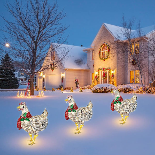 Lysende kylling, dekorativ havebunke LED juleornament