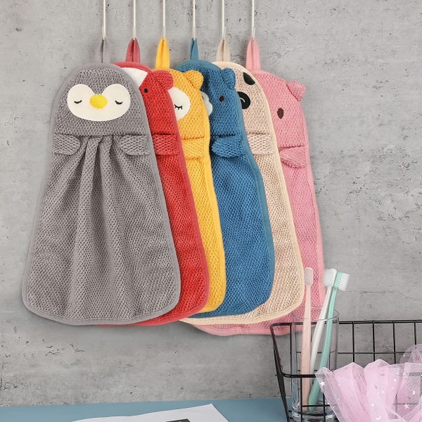 6 stykker børneansigtshåndklæde hængende håndklæde dyrevaskeklud Cu