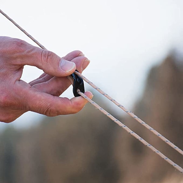 12 stk taujusterer, teltstrammer (svart), kabeltaujusterer