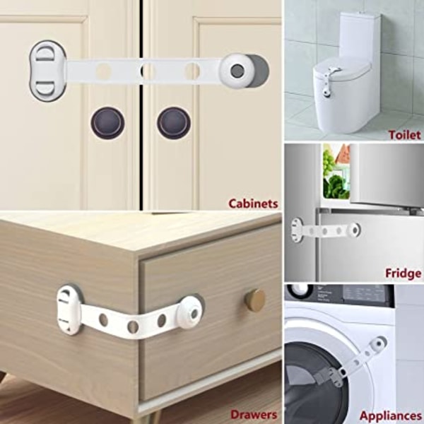 Børnesikringsskabe Strap Locks - 12 stk. (hvid) Baby Proofing