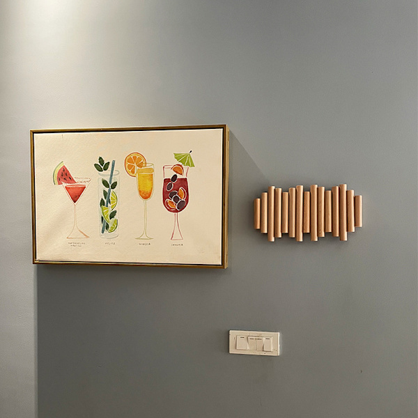 5-kroks veggkrok, naturlig tre, 31x16x4,4 cm