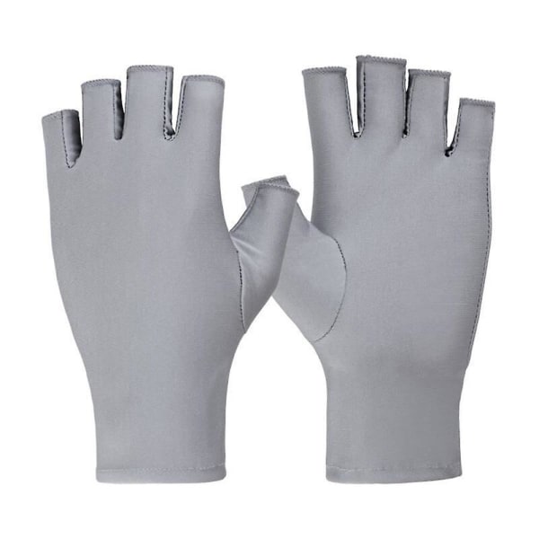 UV Ice Silk Spandex Solbeskyttelse Half Finger Gloves Manicu