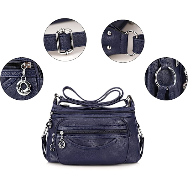 Dame Crossbody Bag, Cusual Multi-Pockets PU Lær Håndveske Sho