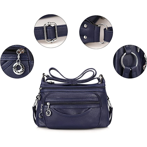 Kvinner Crossbody Bag, Cusual Multi-lommer PU lær håndveske Sho