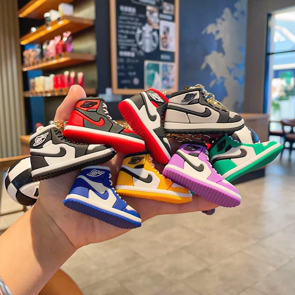 Mini Sneaker Nøkkelring - 3D Basketball Nøkkelring Tilbehør (Blå)