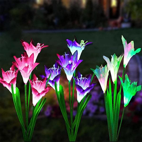 Aurinkovalot ulkokäyttöön (violetti, valkoinen, punainen), 3 kpl Solar Lily Flo