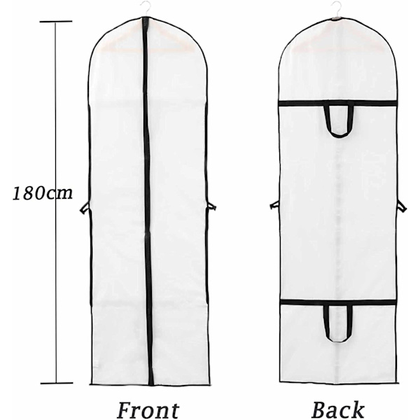 60x180cm(1 kpl) Hääpukukotelo Pitkä Kaapupussi Morsiamelle ja