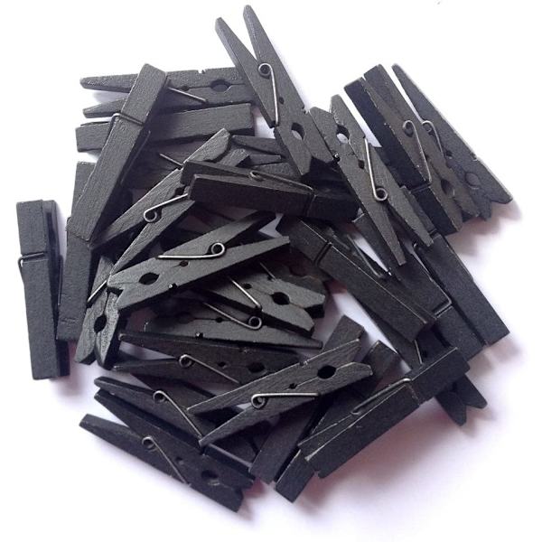 CRAFTS Træ Små Tøj Klemmer 3,5 cm 50 Stykker Per Pakke (Sort
