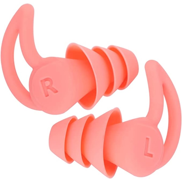 Gjenbrukbare tre-lags støydempende ørepropper (rosa), egnet f