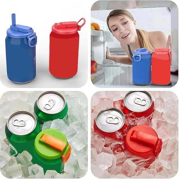 4-pack läskburkslock med sugrör, läskburkslock med silikonsugrör, 4 färger