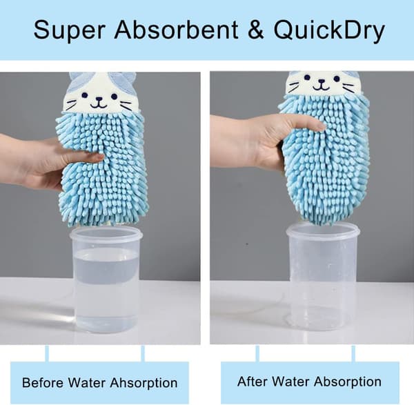 (2 styk) Sød Dyr Hængende Håndklæde, Blødt Fluffy Mikrofiber