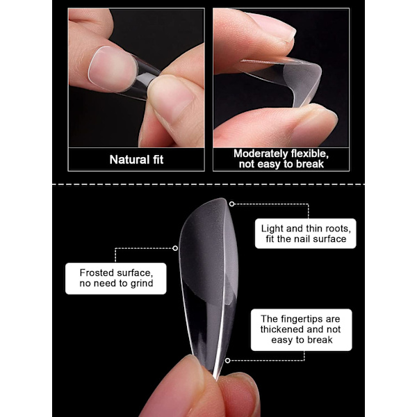 120PCS Soft Gel Full Cover Nail Tip, Frosted Nails Tip Press on N