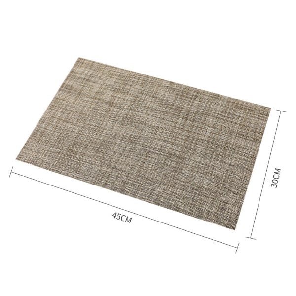 4 kpl:n settiä (30x45cm), kudottuja pestäviä ruokailualustoja keittiöön tai ruokapöytään, lämmönkestäviä, liukumattomia, vinyylistä valmistettuja E