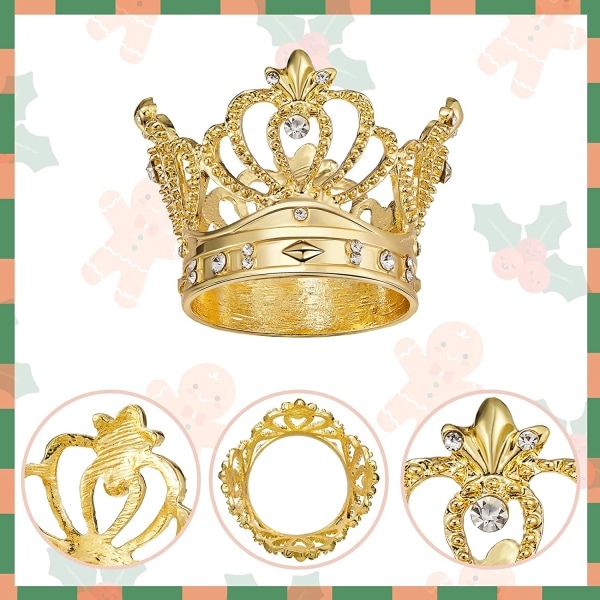 Guld servettringar set om 6 - Crown Rhinestone Christmas Servett R