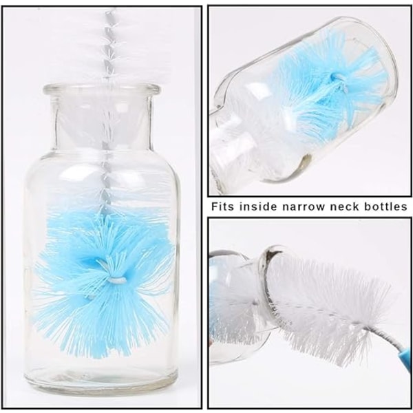 Flaskerensbørste, 4 stk nylonrørbørster for glassflaske B