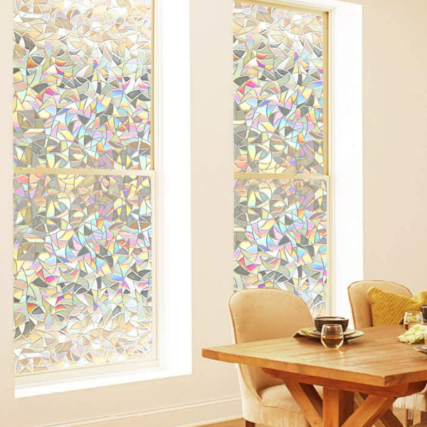 2 piece dekorative vindusfilm bladmønster transparent/multikol