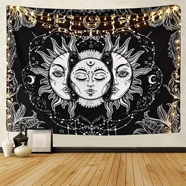 Aurinko ja kuu -tarot-seinävaate (A-Aurinko ja kuu, M/130cmx150cm) Musta