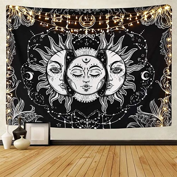 Tarot Sun and Moon Tapestry 175cmx230cm Psychedelic Black Celest