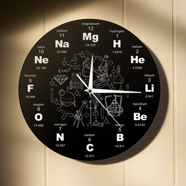12\" Periodiska systemet Väggklocka Kemiska symboler Digital Scien
