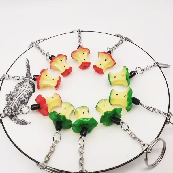 10st Fruit Series Apple Core Key Chain Pendant Creative Resin Ap