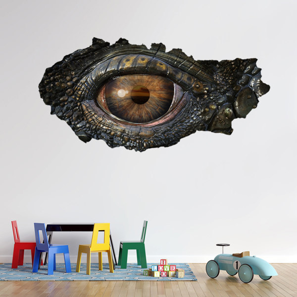 3D Broken Wall Vision Dinosaur Lizard Eyes Seinätarra Livi