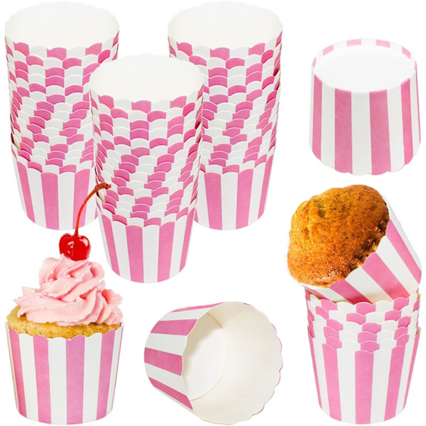 50 stk. lyserøde papir cupcake-muffins til fødselsdagsbryllupsfest