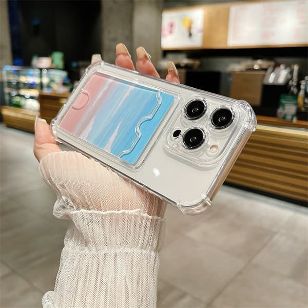 Transparent mobilskal med kortfack för Apple 15pro max
