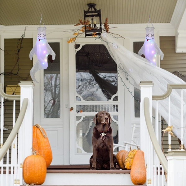 2 stk. Smilende spøgelse 3d vindpose Halloween hjem indretning hjem taske De