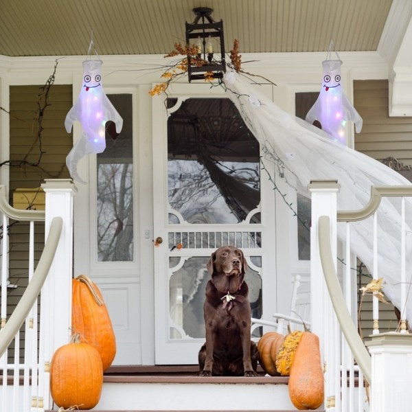 2 Stk Smiling Ghost 3d Windsock Halloween Home Decor Home Bag De