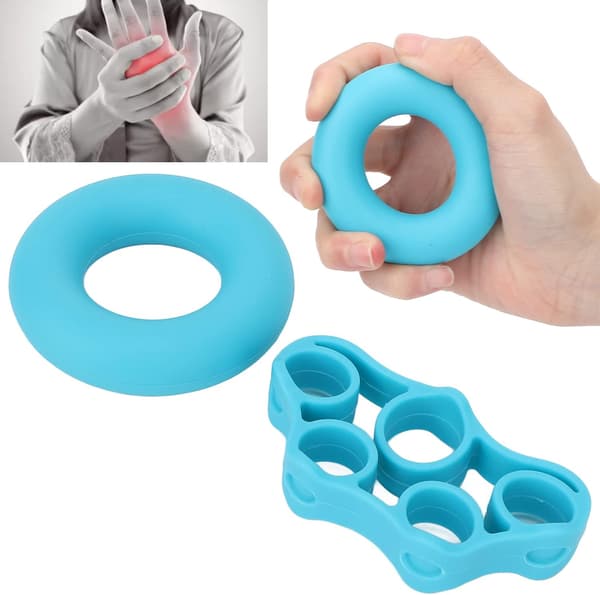 Silikonfingerövningsring Kit, 40 LB Blå greppring för dail