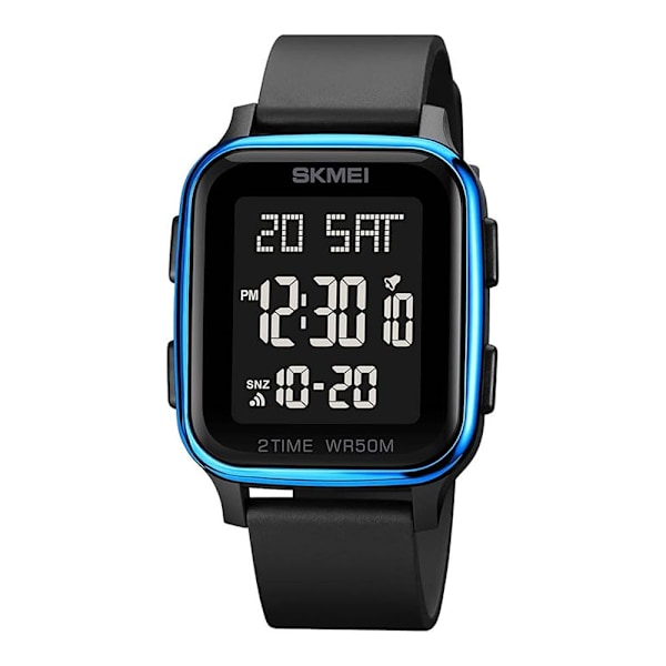Afslappet Digital Multifunktionelt Armbåndsur med Nedtællingstimer og LED-lys 50M Vandafvisende (Blue)