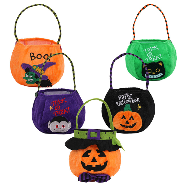 5 stk Halloween-dekor filtsett med hette rund tote bag Gh