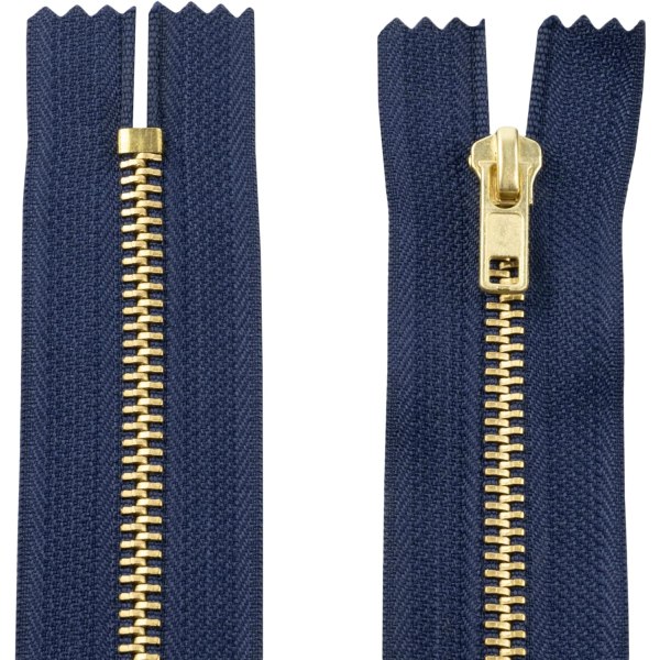 2 x 15cm non-detachable metal zips - Zips - Navy blue - Sewing ki