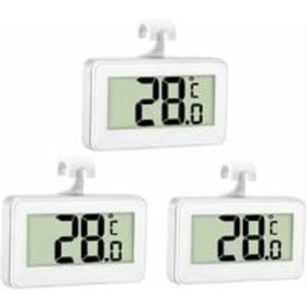 3X Kylskåpstermometer Digital Frys Termometer Kylskåp Termometer Sovrum Vattentät Frys Termometer med LCD-display med krok för temperaturavläsning