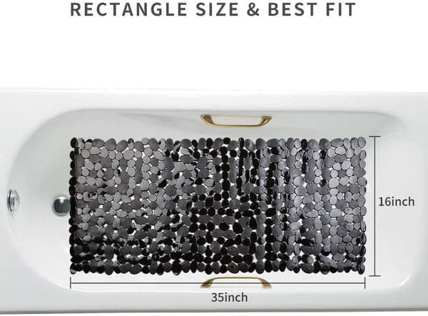 Skridsikker Pebble Bademåtte Sort 16 B x 35 L Tommer (til Glatte