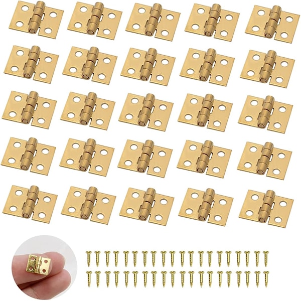 50 stk Mini Hengsler Små Hengsler Mini Messing Hengsler Miniatyr Hengsler og 200 Skruer