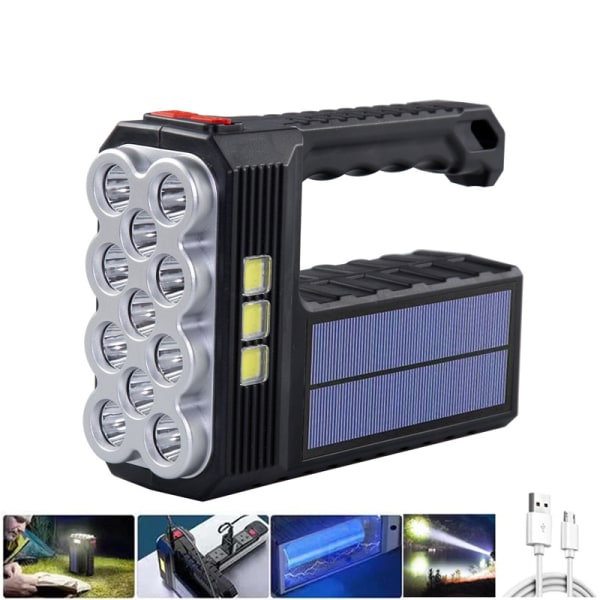 Udendørs Camping Mini Sol Hånd LED Lommelygte USB Oplader B