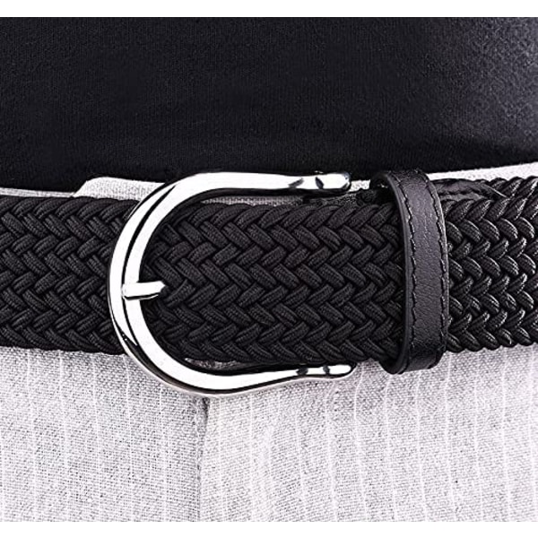 2 st Unisex Elastisk Flätad Bälte Elastisk Tygbälte för Män