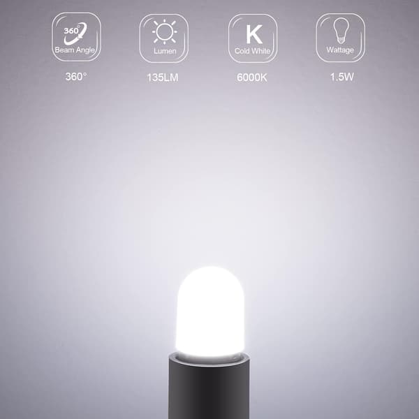 Set med 2 E14 LED-kylskåpslampor, 1,5 W motsvarande 15 W, kall