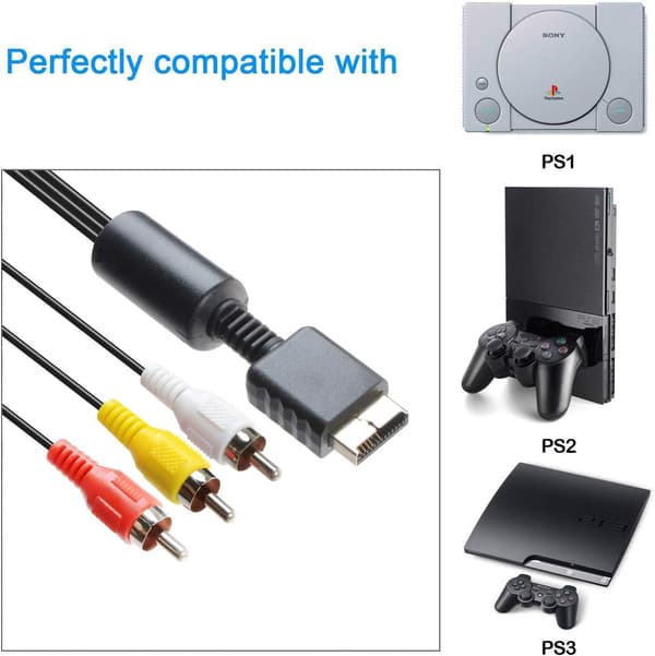 RCA-ääni-videokaapeli pelikonsolin lisävaruste AV-kaapeli PS1 PS:lle